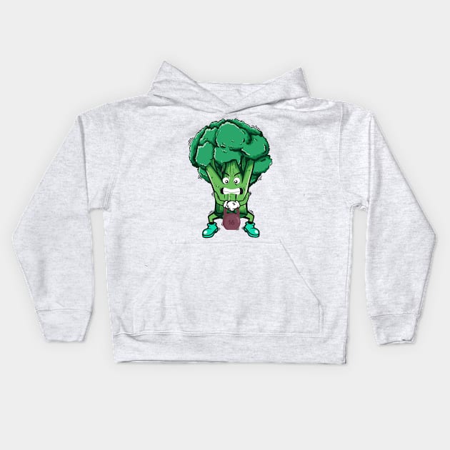 Broccoli Working Out Kids Hoodie by Perrots